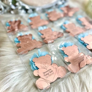 Magnete personalizzato per orsacchiotti, regali di ringraziamento, regali per la doccia per bambini, possiamo aspettare, benvenuto per la bambina, bomboniere per feste di compleanno