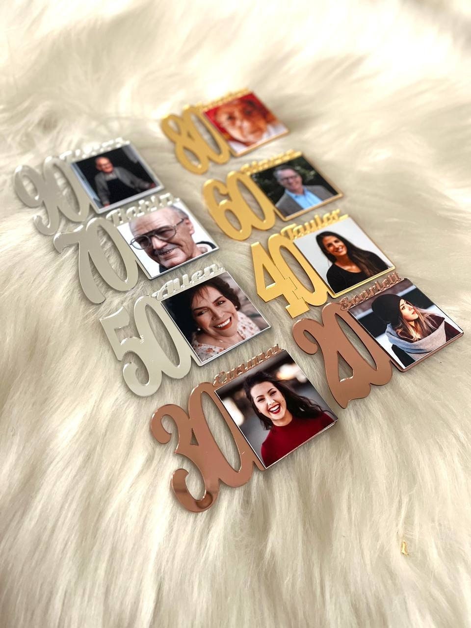 Custom 90 Birthday Photo Magnet, 30th Birthday Picture Frame, 40th Birthday, Birthday Party Gift, Age 50 Favors, Grandmother Birthday Gift