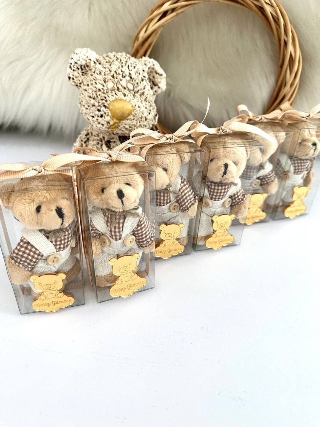 Custom Plush Teddy Bear Keychain, Baby Boy Shower Party, Teddy Bear
