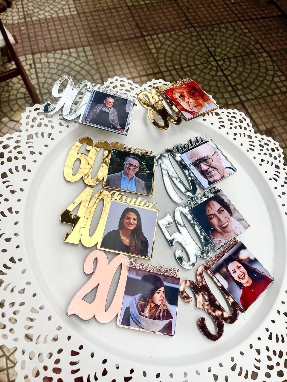 Custom 90 Birthday Photo Magnet, 30th Birthday Picture Frame, 40th Birthday, Birthday Party Gift, Age 50 Favors, Grandmother Birthday Gift