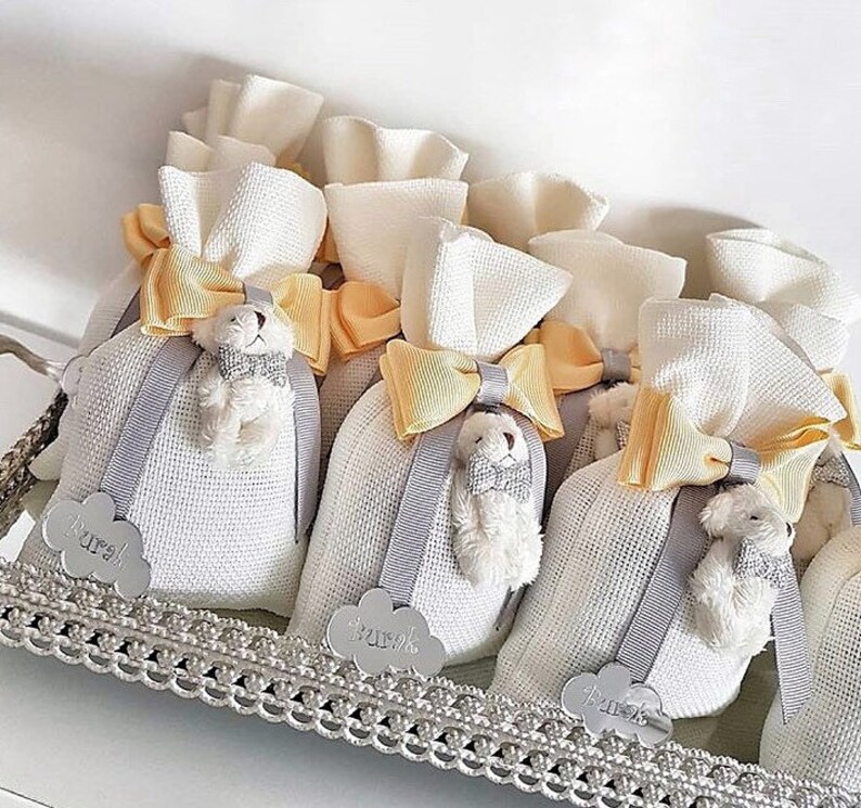 Baptism Favor Party Gifts Pink Teddy Bear Sachet Bags Baby Shower Gift Bags 10 pcs Bridal Shower Birthday Gifts Baby Girl Favors