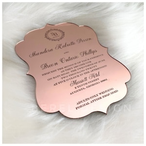 Rose Gold Acrylic Invitations, Quinceañera Sweet 16 Invitation, Wedding Invitation, Engagement Invitation, Wedding Mirror Gift Card