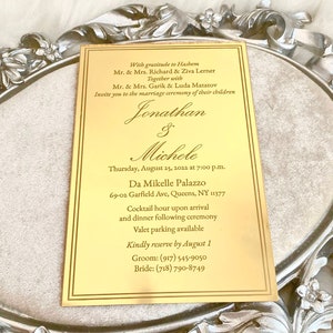 Rechteck Hochzeit Acryl Einladungskarte, personalisiertes Geschenk, Hochzeitsgeschenkkarte , Hochzeit Spiegel Einladung, Sweet 16, Hochzeitseinladung