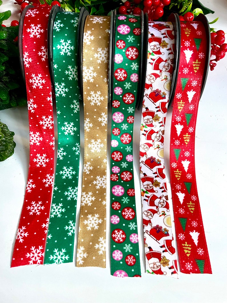 Christmas Decor Ribbon, Solid Satin Ribbon, 3/4 Inc20mm, Santa Ribbon ...