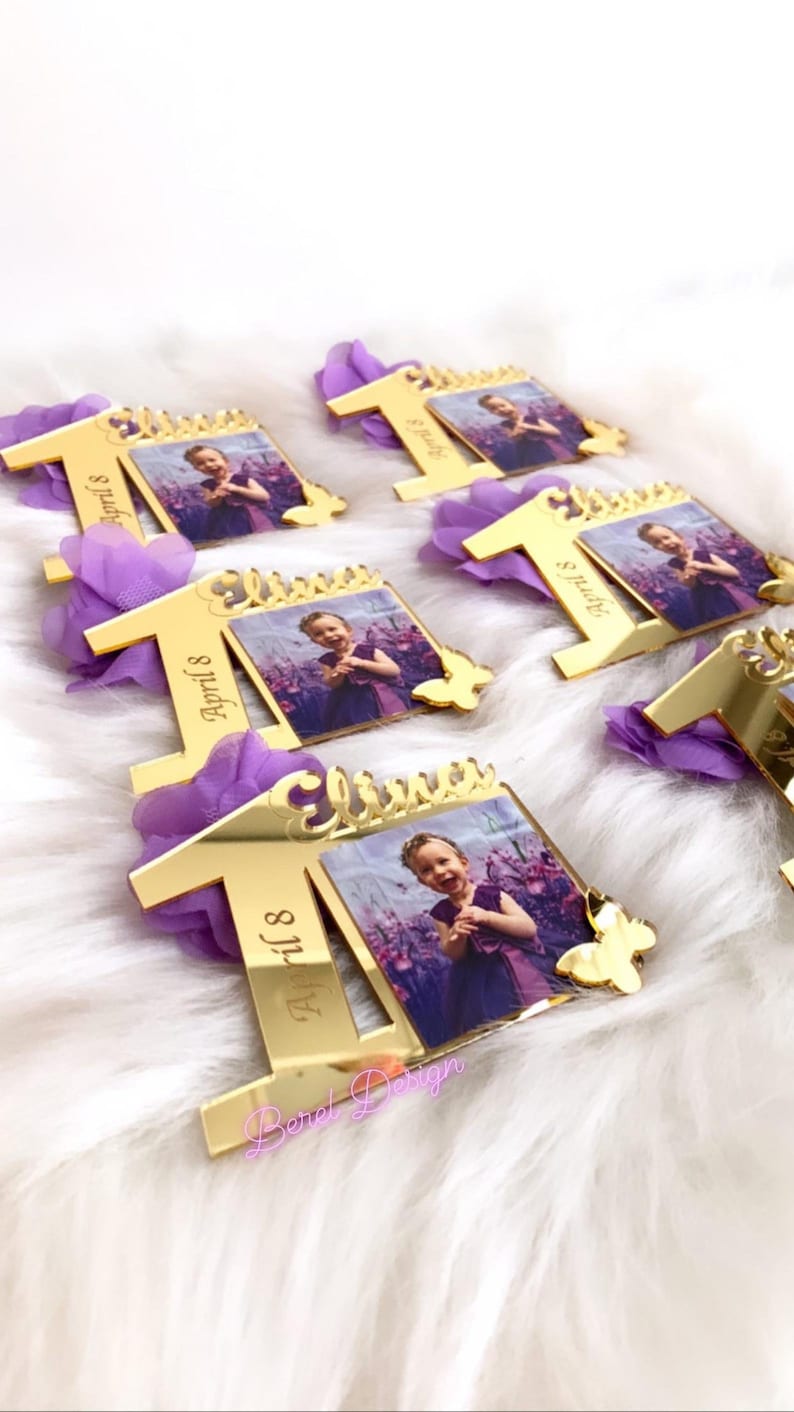 1st Birthday Favors, Custom Birthday Photo Favors, 10pcs, Photo Favors, Picture Frames, First Birthday Party Gifts, 1st Birthday Theme Gifts image 9