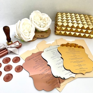 Menù per matrimonio in acrilico oro rosa, menù per la festa dei 16 anni di Quinceañera, invito per matrimonio, menù per festa, menù per piatto, menù per specchio per matrimonio