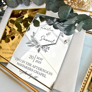 Boheme RoseGold Einladung, Benutzerdefinierte Acryl Hochzeitseinladung, Luxus Einladung, Verlobung einladen, Save the Date einladen, Paar Einladung
