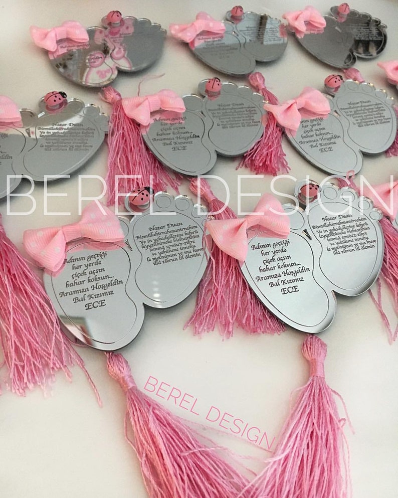 Baby Shower Gifts Welcoming Gifts for Baby Girl Evil eye Favors Gold Baby Feet Favors Custom Favor Magnets Welcoming Favors 10 pcs