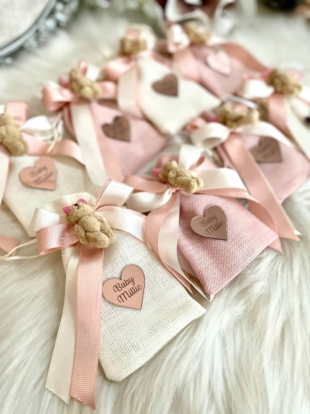 Teddy Bear Favor Bags, Baby Girl Shower Gift Bag, Bear Theme Party