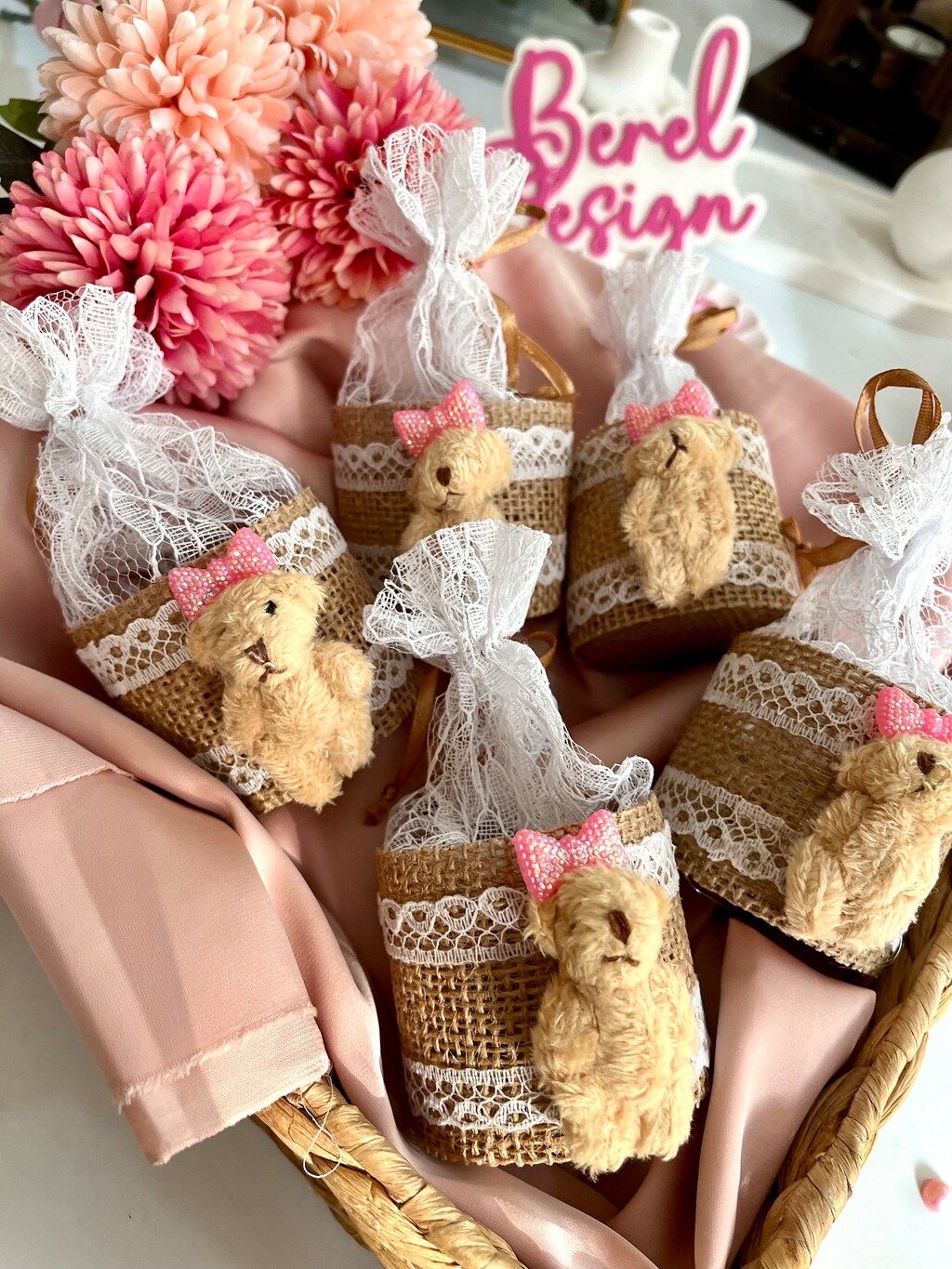 Tinlade Sacchetti Regalo Baby Shower Orso – 32 Pezzi Con Manici, Scritta 'We Can Bearly Wait' – Perfetti Per Bomboniere, Decorazioni Feste E Compleanni