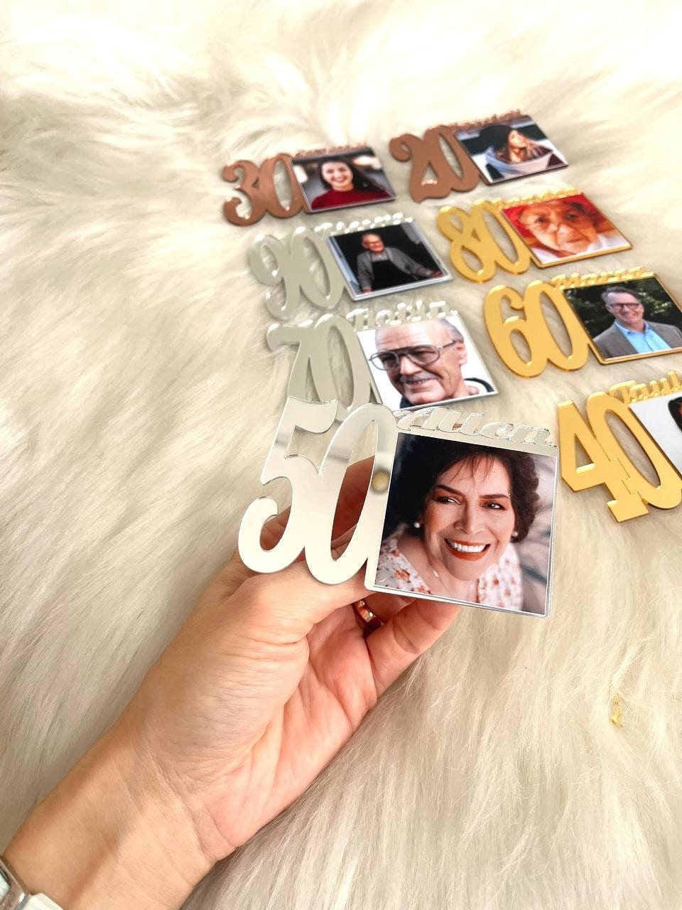 Custom 90 Birthday Photo Magnet, 30th Birthday Picture Frame, 40th Birthday, Birthday Party Gift, Age 50 Favors, Grandmother Birthday Gift