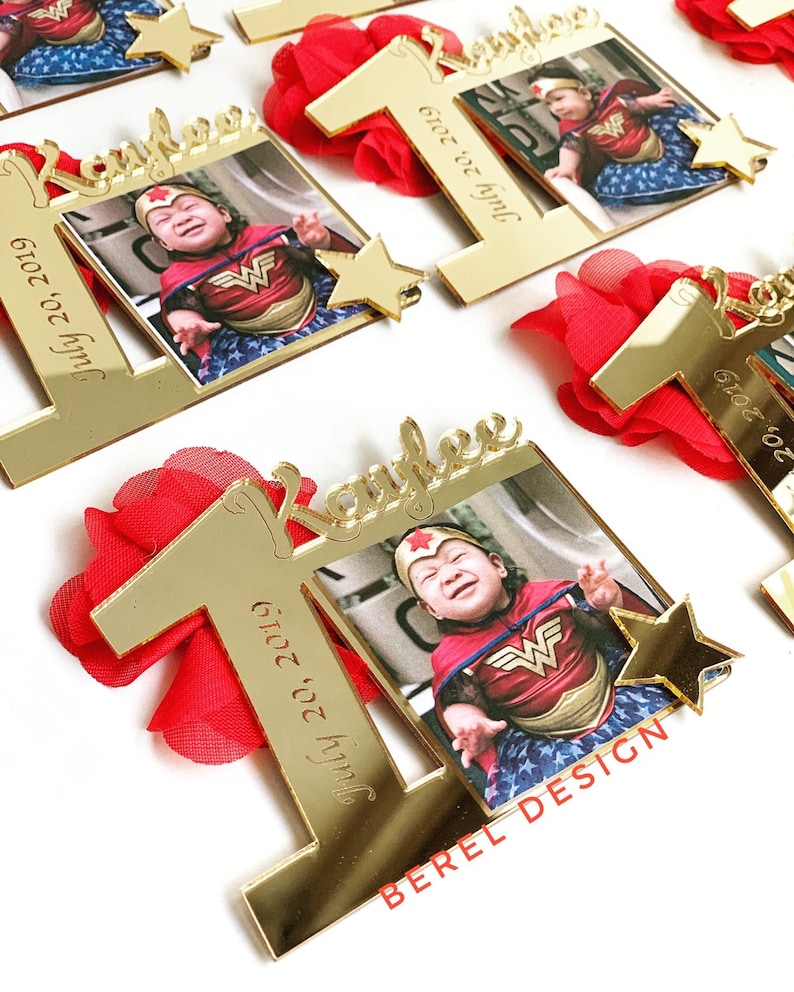 1st Birthday Favors, Custom Birthday Photo Favors, 10pcs, Photo Favors, Picture Frames, First Birthday Party Gifts, 1st Birthday Theme Gifts image 4