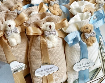 Teddy Bear Gift Bag, Baptism Gift, Teddy Bear Baby Shower Favors, Teddy Bear Birthday, Treat Bag, Bear Theme Party, Thank You Beary Much