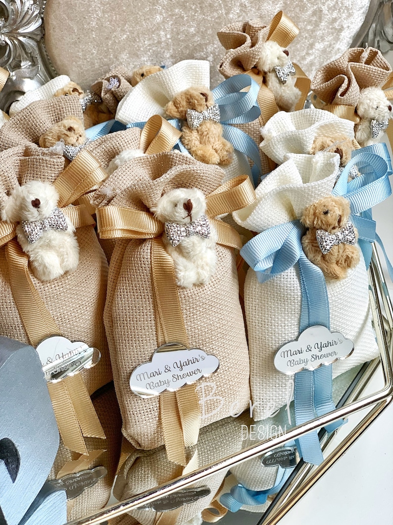Teddy Bear Gift Bags, Teddy Bear Baby Shower Favors, Teddy Bear Birthday, Treat Bag, Personalized Gifts, Thank You Beary Much, Baptism Favor 
