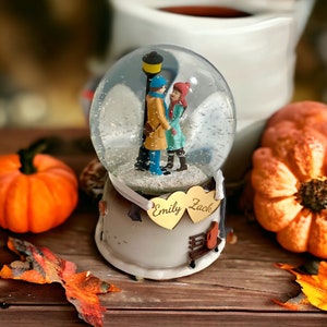 Custom Couple Snow Globe, Gift for Wife, Autumn Decor, Boyfriend Gift, Birthday Gift for Her, Music Box, Night Lamp, Large Snow Blower