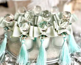 Mint Crystalline Custom Candle Favors, Baby Shower Gift, Welcoming Favors, Save the Date, Welcome Baby, Wedding Gift, Birthday Party Favors