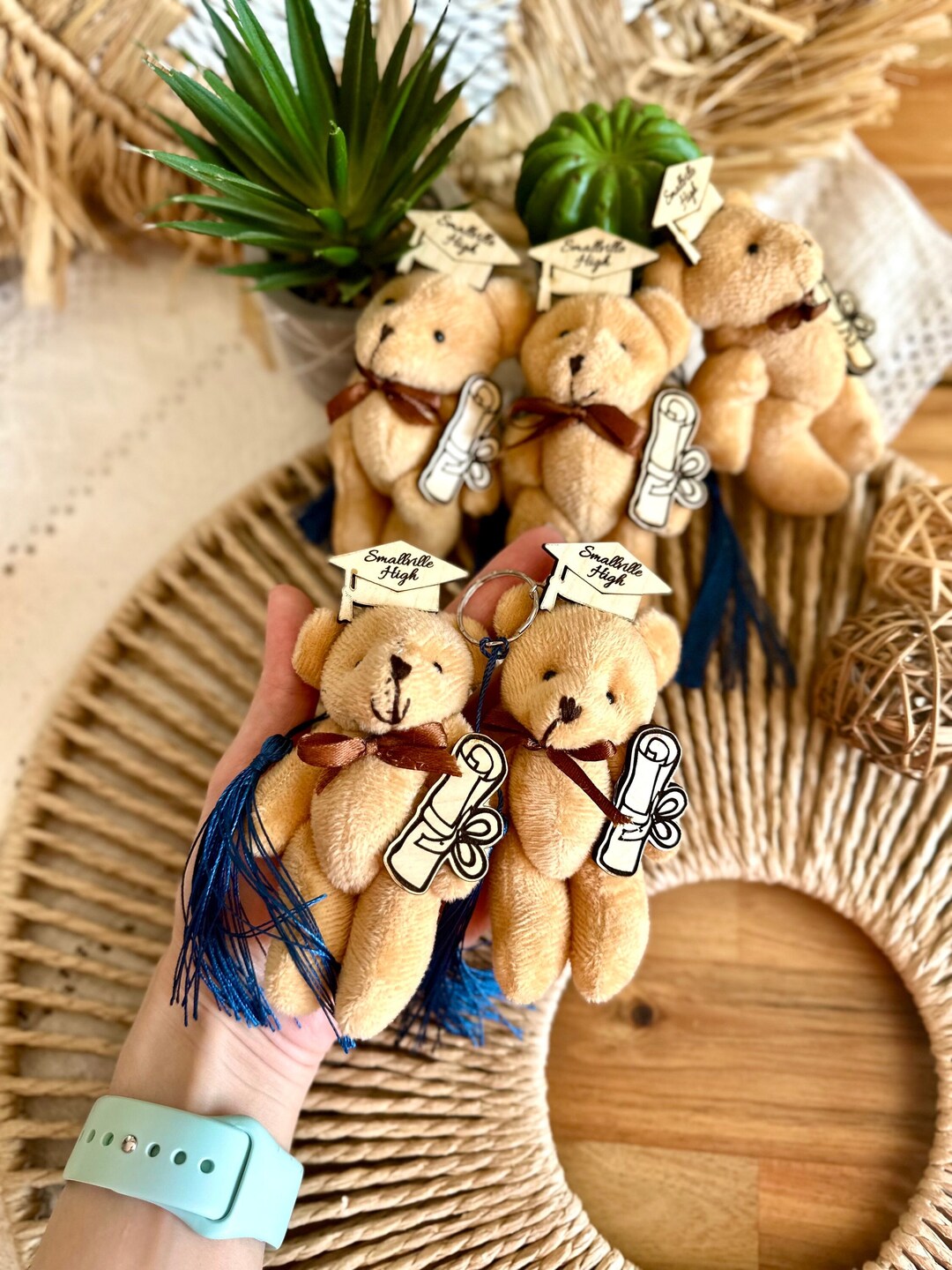 Teddy Bear Plush Keychain, Custom Graduation Gift, Graduation Cap ...