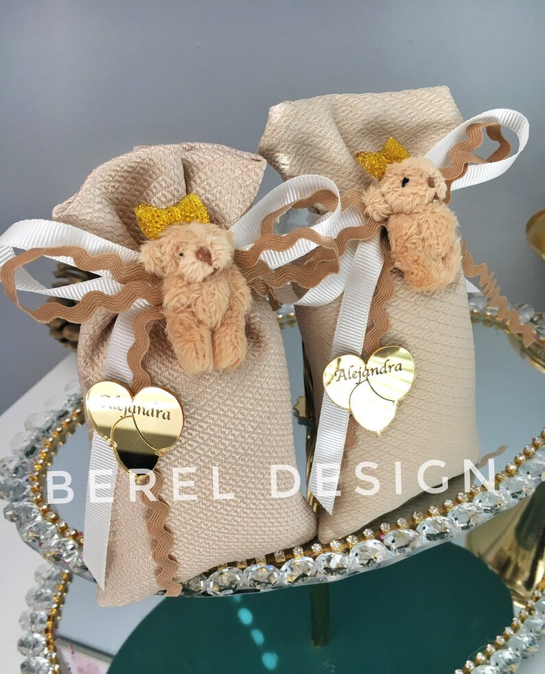 Beige Teddy Bear Sachet Bags Baby Shower Gifts Wedding Etsy