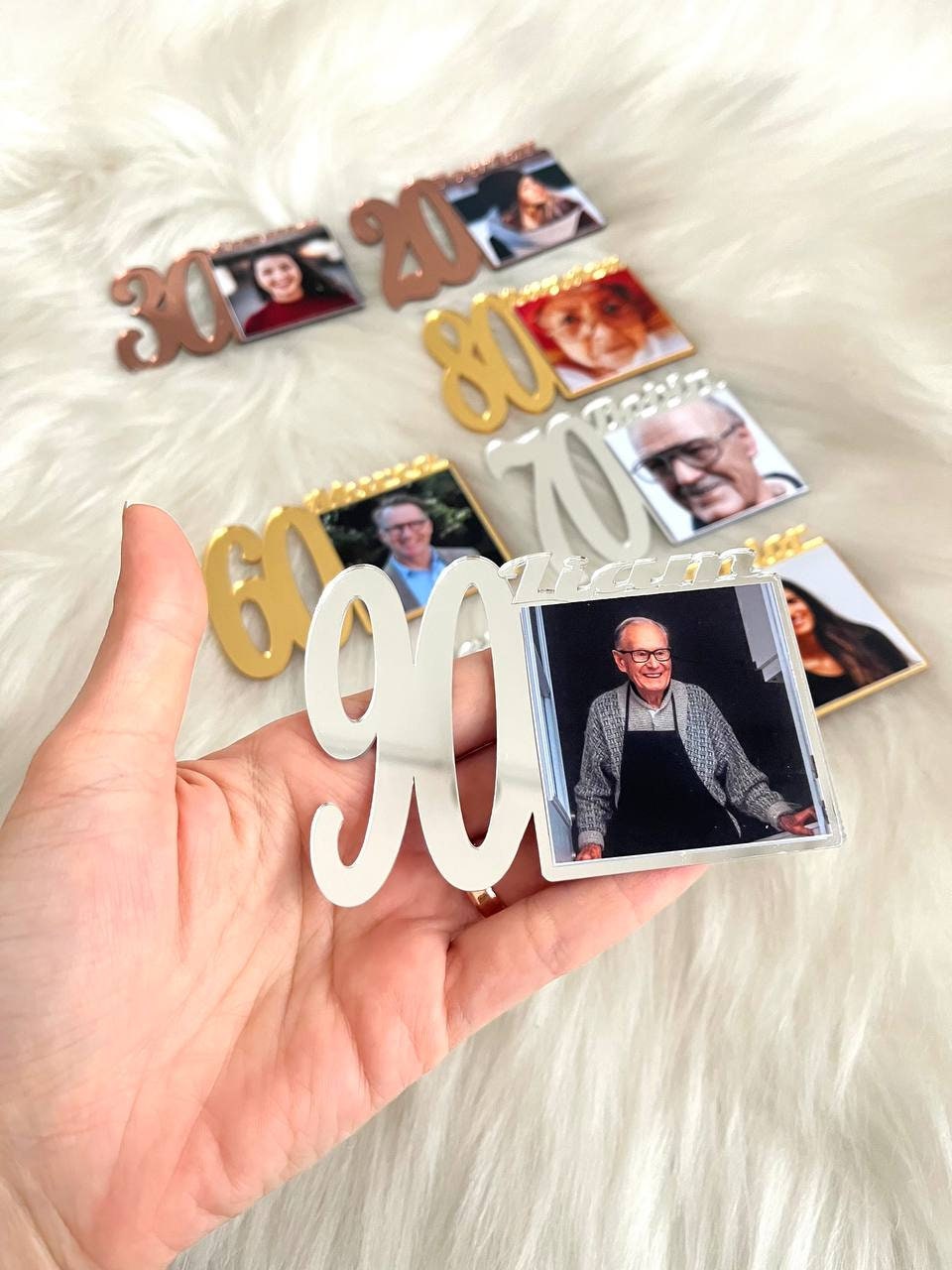 Custom 20 Birthday Photo Magnet, 30th Birthday Picture Frame, 40th Birthday Gift, Birthday Party Gift, Age 50 Favors, Age 40 Gift for Adult