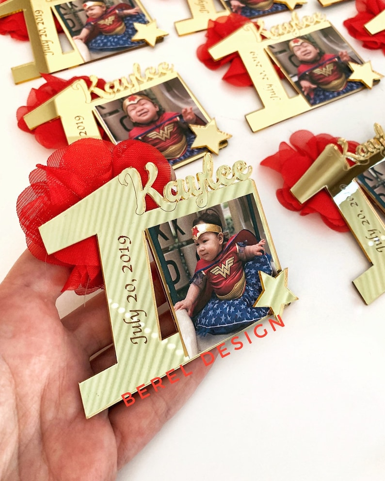 1st Birthday Favors, Custom Birthday Photo Favors, 10pcs, Photo Favors, Picture Frames, First Birthday Party Gifts, 1st Birthday Theme Gifts image 7