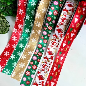 Nastro per decorazioni natalizie, Nastro in raso solido, 3/4 inc20mm, Nastro di Babbo Natale, Bomboniere per decorazioni natalizie, Nastro per albero di Natale, Nastro per decorazioni per feste