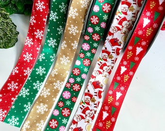 Christmas Decor Ribbon, Solid Satin Ribbon, 3/4 inc20mm, Santa Ribbon, Holiday Decor Party Favors, Christmas Tree Ribbon, Party Decor Ribbon