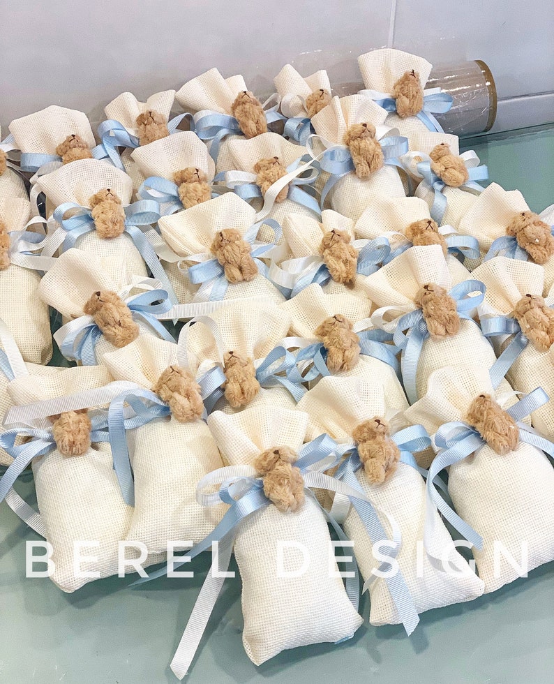 White Teddy Bear Sachet Bags Baby Shower Gifts Baby Etsy