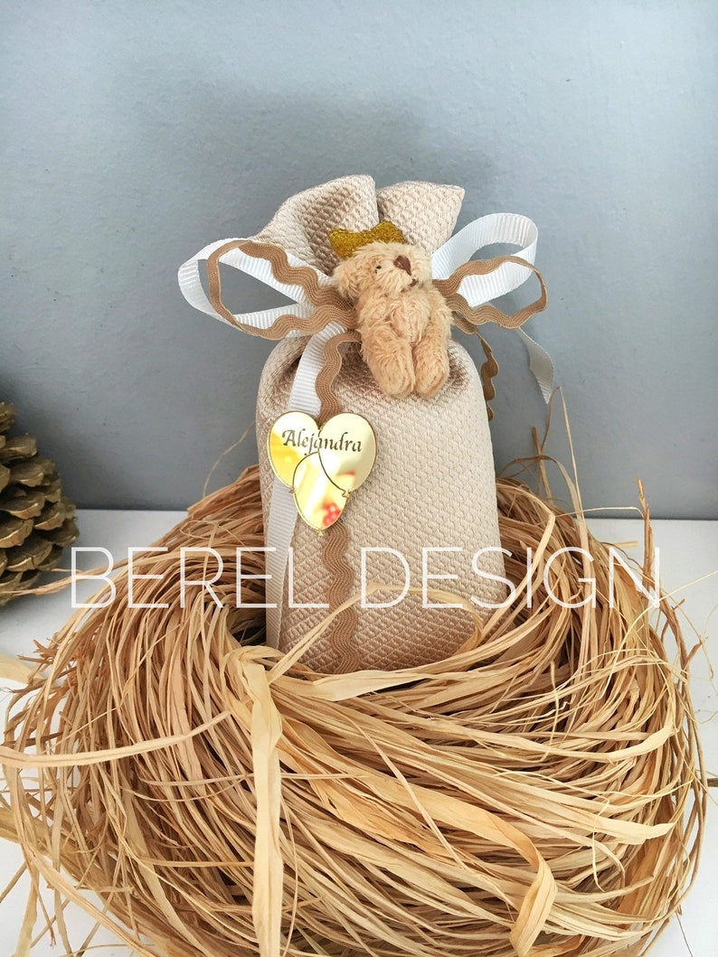 Beige Teddy Bear Sachet Bags Baby Shower Gifts Wedding Etsy