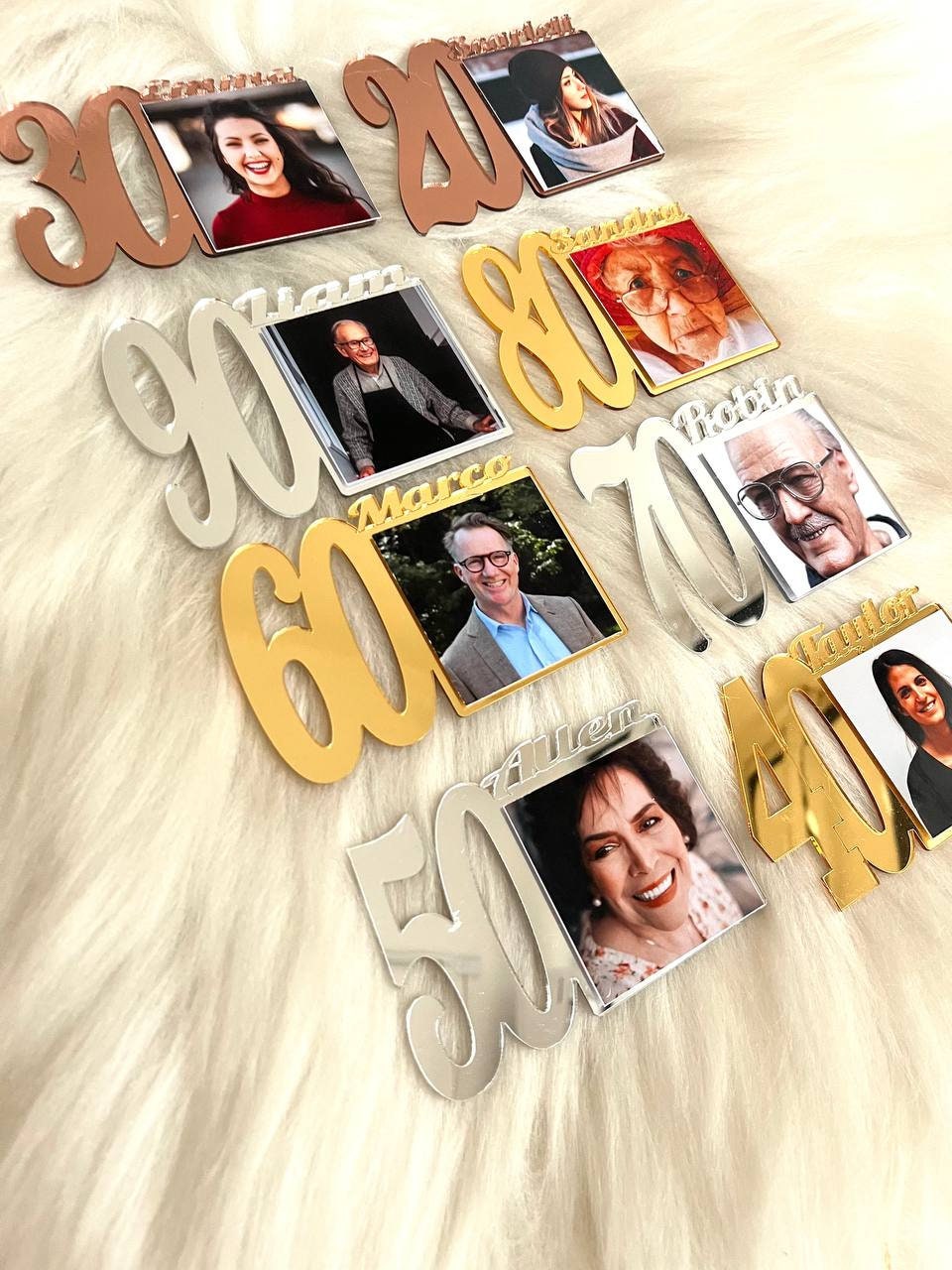 Custom 90 Birthday Photo Magnet, 30th Birthday Picture Frame, 40th Birthday, Birthday Party Gift, Age 50 Favors, Grandmother Birthday Gift