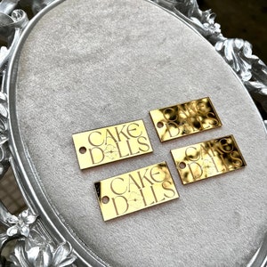 Etiqueta rectangular con espejo acrílico dorado, etiquetas de regalo para el día de San Valentín, decoración para el día de San Valentín, ficha de recepción, etiqueta con nombre, etiqueta con espejo para guardar la fecha