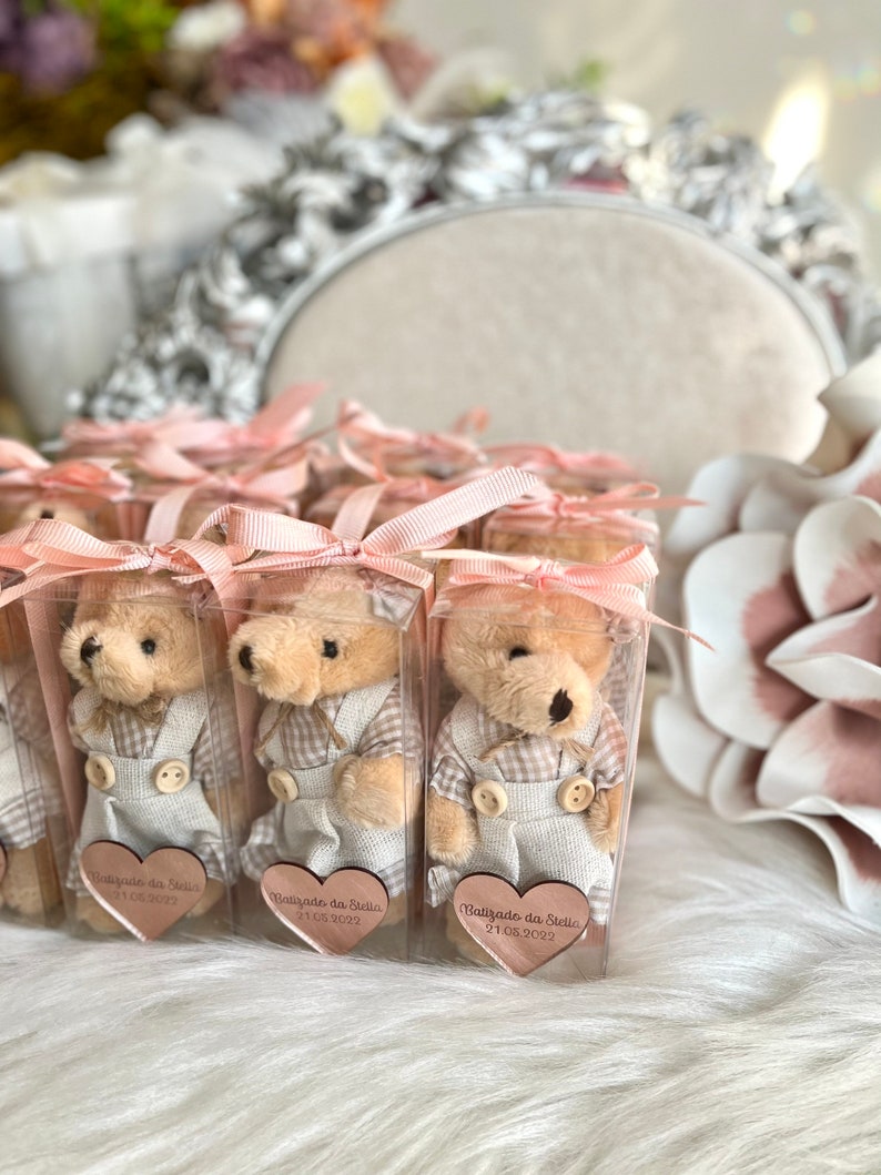 Custom Plush Teddy Bear Keychain Baby Girl Shower Party Etsy