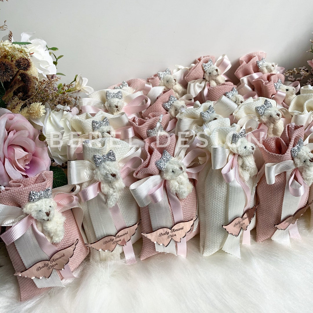 Pink Teddy Bear Sachet Bags, Baby Shower Gift Bags, Personalized Gift ...