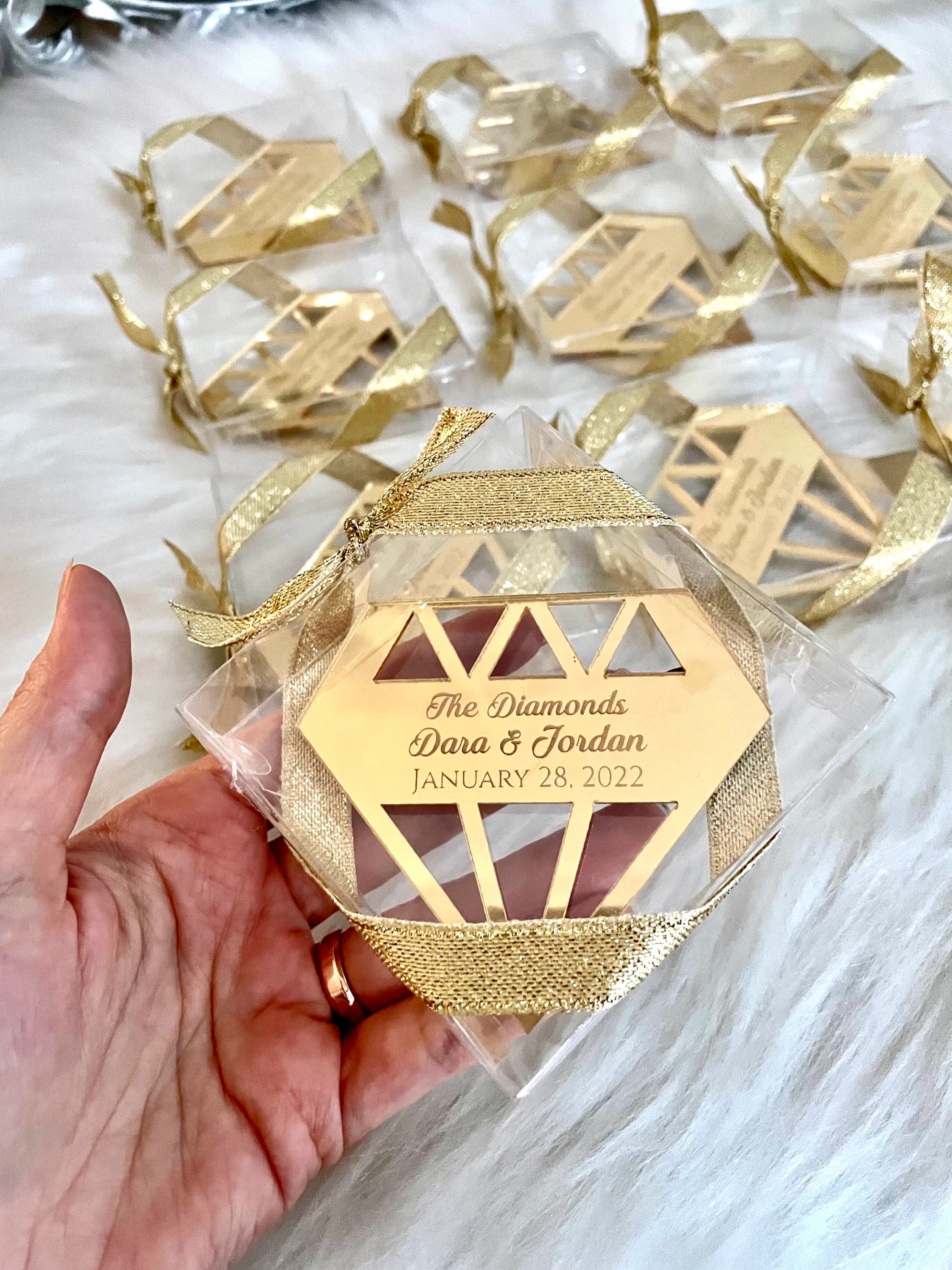 Personalized Gift, Diamond Save the Date Favors, Valentines Day, Diamond Shape Wedding Favors, Diamond Birthday Theme,Wedding Guest Gifts