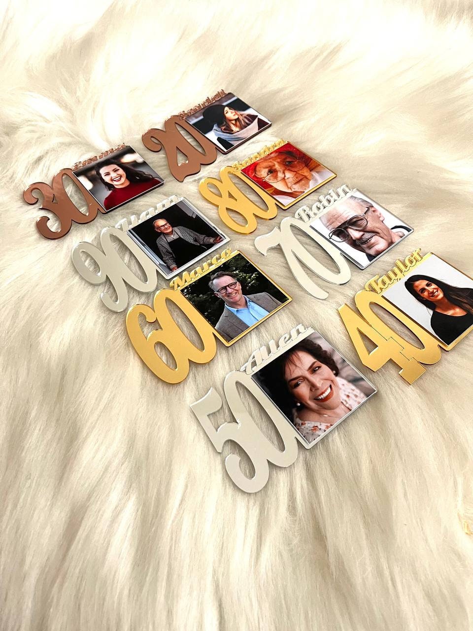 Custom 90 Birthday Photo Magnet, 30th Birthday Picture Frame, 40th Birthday, Birthday Party Gift, Age 50 Favors, Grandmother Birthday Gift