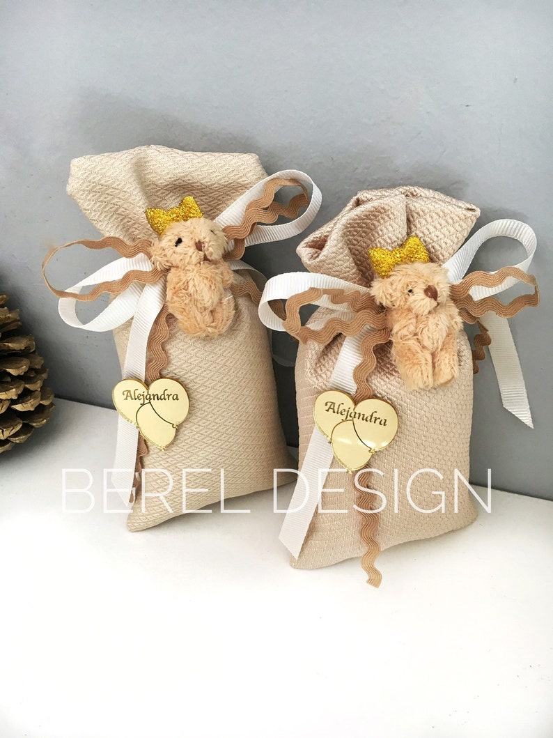 Beige Teddy Bear Sachet Bags Baby Shower Gifts Wedding Etsy