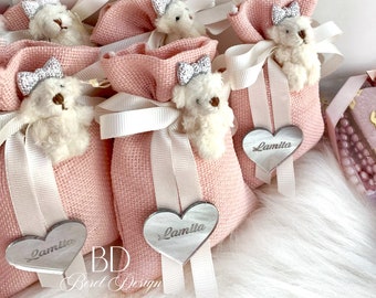 Personalized Gift, Pink Teddy Bear Sachet Bag, Bridesmaid Gift, Baby Shower Gift Bag, Birthday Party Favors, Birthday Gifts, Party Favors