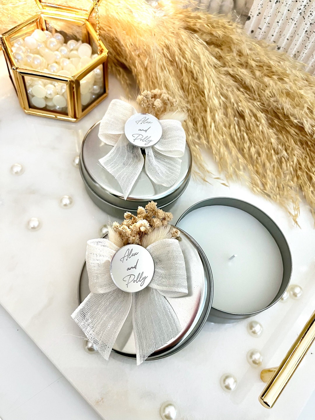 Silver Luxury Wedding Candle Rustic Wedding Favor Wedding Etsy