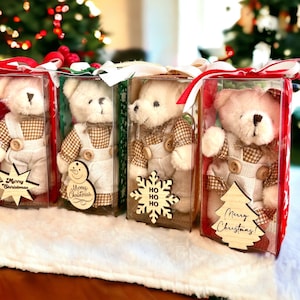 Portachiavi orsetto di Natale, bomboniere orsetto di peluche, regali per colleghi, regali di Natale, Natale 2024, addobbo natalizio, regali di buon Natale per la famiglia