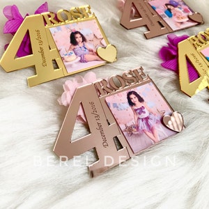 Custom 4th Birthday Photo Frame, Age 4 Favors, Fourth Birthday Favors, Photo Favors, Picture Frames, Birthday Theme Party, Birthday Gifts