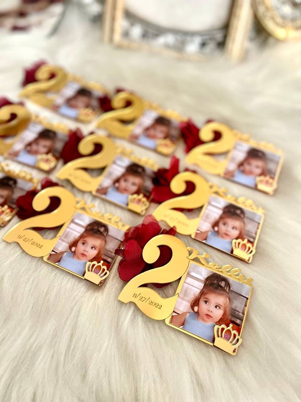 Custom 2nd Birthday Photo Magnet, Second Birthday Favors, Age  Birthday Photo Favors, Picture Frames, 2 Year Old Birthday Party Gifts