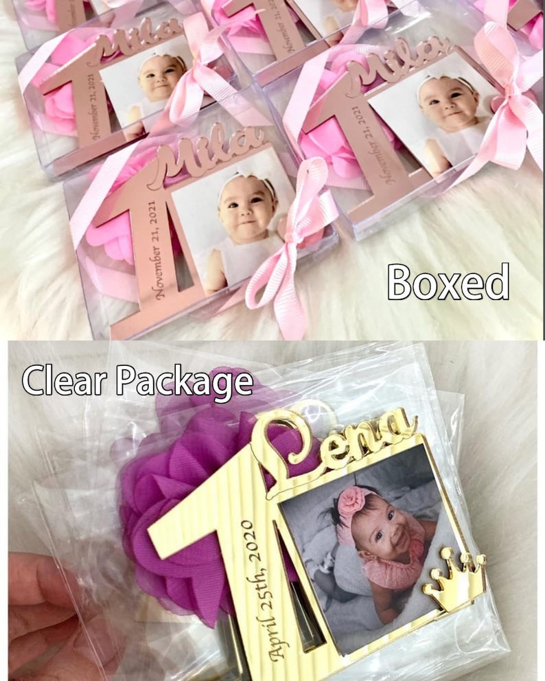 1st Birthday Favors, Custom Birthday Photo Favors, 10pcs, Photo Favors, Picture Frames, First Birthday Party Gifts, 1st Birthday Theme Gifts image 2