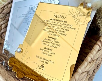 Invitación a fiesta temática de mariposas, menú de mariposas acrílicas, invitación elegante de mariposas, tarjeta de regalo de mariposas, invitación acrílica personalizada
