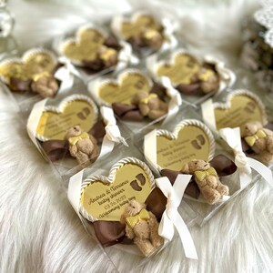 Heart Teddy Bear Baby Shower Gift, Personalized Gifts, Custom Teddy Bear Magnet, Baby Shower Favors, Baby Welcoming, Gender Reveal Party