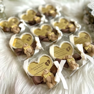 Heart Teddy Bear Baby Shower Gift, Personalized Gifts, Custom Teddy Bear Magnet, Baby Shower Favors, Baby Welcoming, Gender Reveal Party