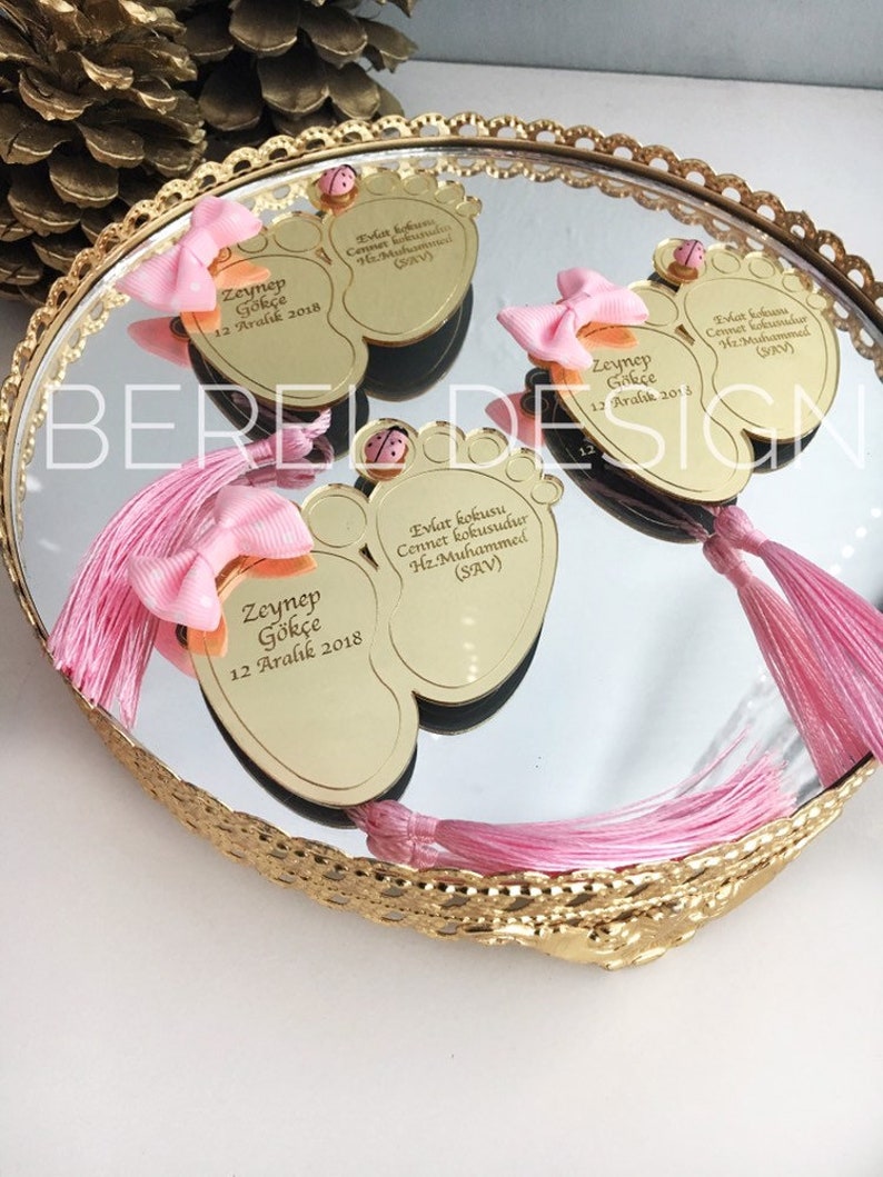 Baby Shower Gifts Welcoming Gifts for Baby Girl Evil eye Favors Gold Baby Feet Favors Custom Favor Magnets Welcoming Favors 10 pcs