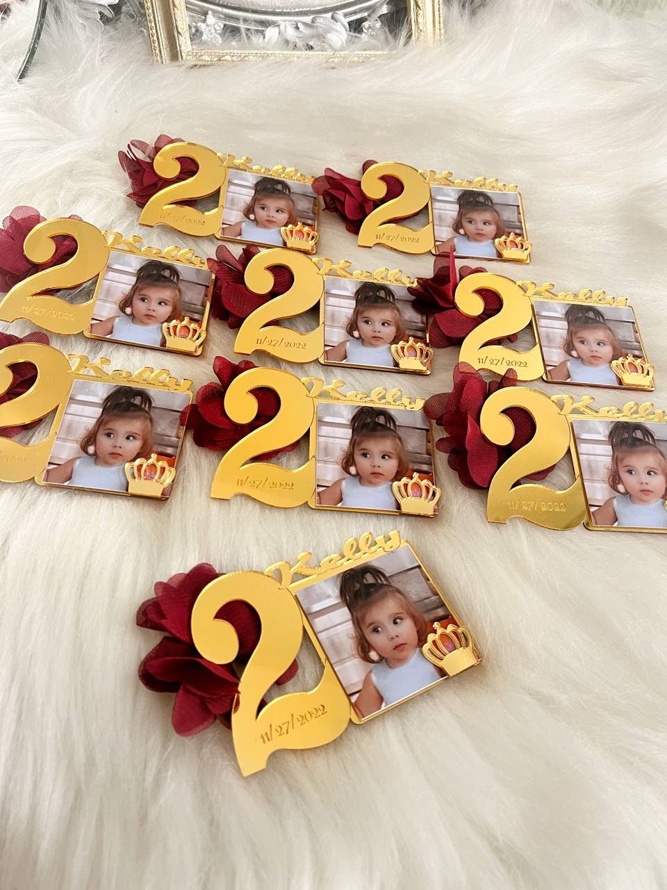 Custom 2nd Birthday Photo Magnet, Second Birthday Favors, Age  Birthday Photo Favors, Picture Frames, 2 Year Old Birthday Party Gifts