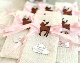 Regali personalizzati, sacchetti regalo per feste di cervo, decorazioni per feste di cervi, regali per feste di compleanno Bambi, regali per la doccia per bambini di cervo, tema di compleanno Bambi