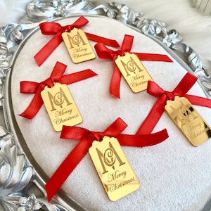 Christmas Name Token, Family Xmas Acrylic Mirror Tag, Christmas Gift Tag, Xmas Decoration Gift, Christmas Label Tag, New Year Luxury Tag