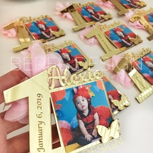 1st Birthday Favors, Custom Birthday Photo Favors, 10pcs, Photo Favors, Picture Frames, First Birthday Party Gifts, 1st Birthday Theme Gifts image 8