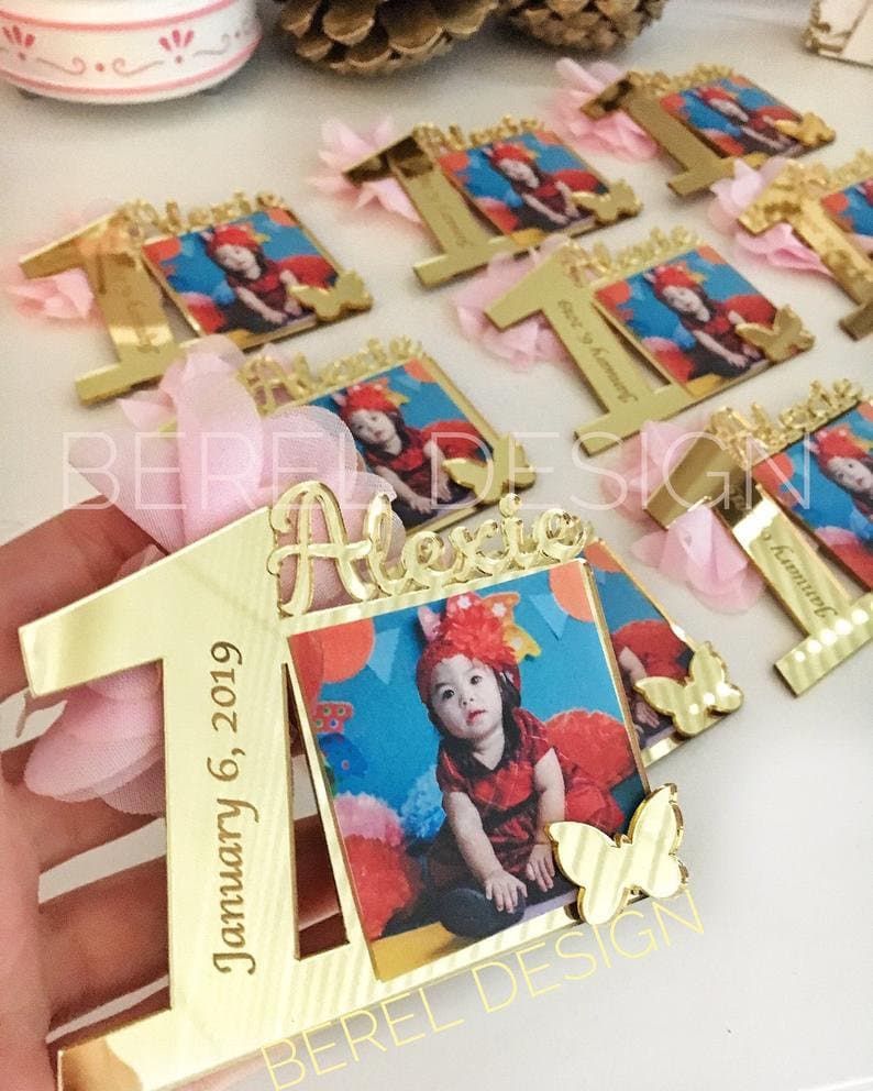1st Birthday Favors, Custom Birthday Photo Favors, 10pcs, Photo Favors, Picture Frames, First Birthday Party Gifts, 1st Birthday Theme Gifts image 8